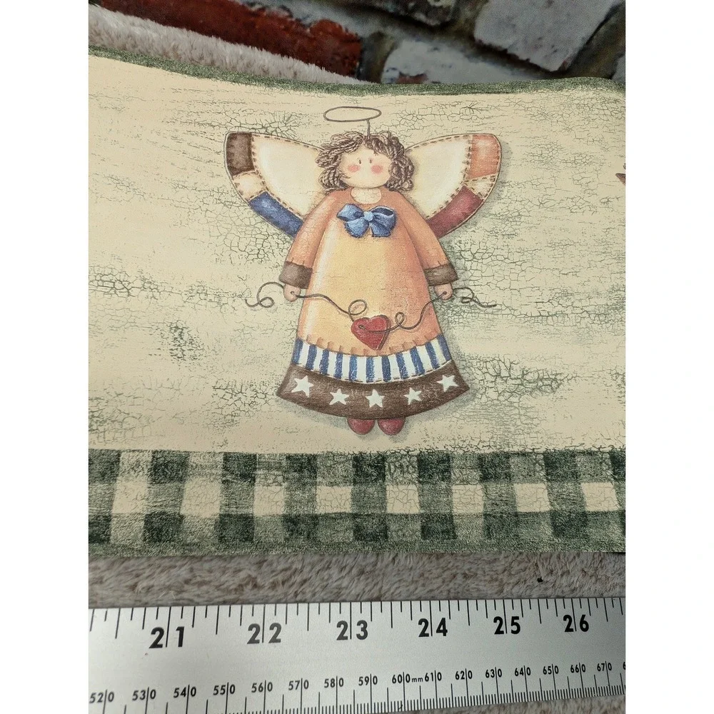 Crewcut Designs Americana Primitive Folk Art Wallpaper Border Angel Star 2 Rolls
